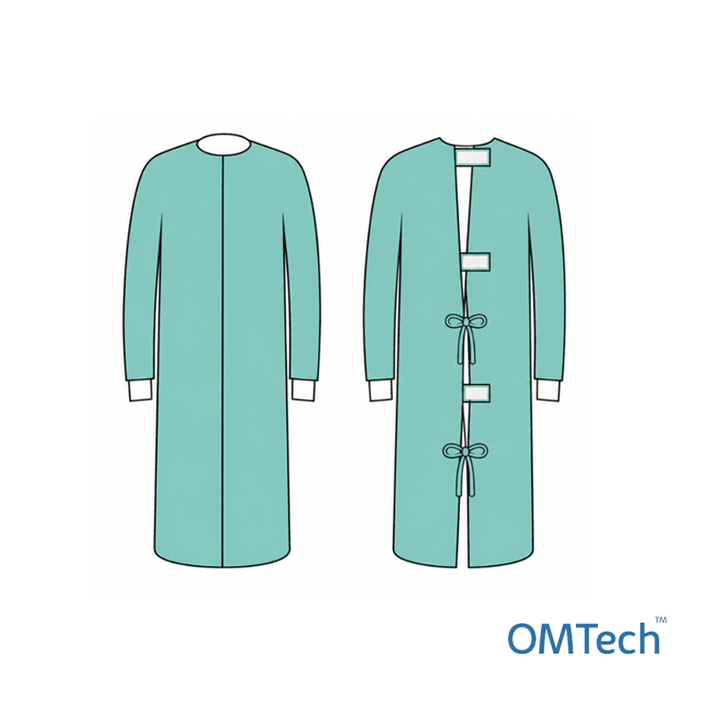 Халат хірургічний OMTech™ на липучках, довжиною 140см (розмір 58 - 60 (XXL), (спанлейс - 50 г/м2),стерильний